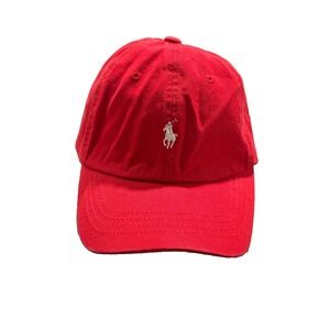 Polo Ralph Lauren Red Strapback Dad Hat Leather Strap Adjustable One Size
